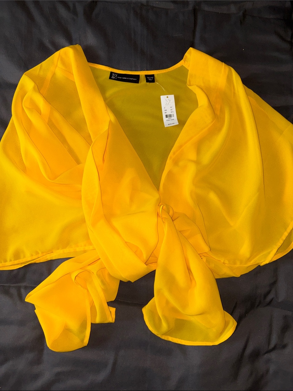 New York & Company Bright Yellow Tie-Front Sheer shrug